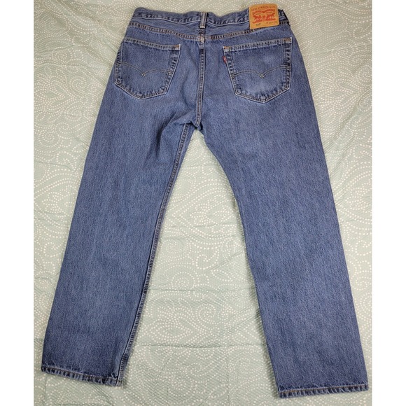 Levi Strauss 505 Mens Jeans W36 L30 Medium Wash Straight Fit Denim - Picture 4 of 10
